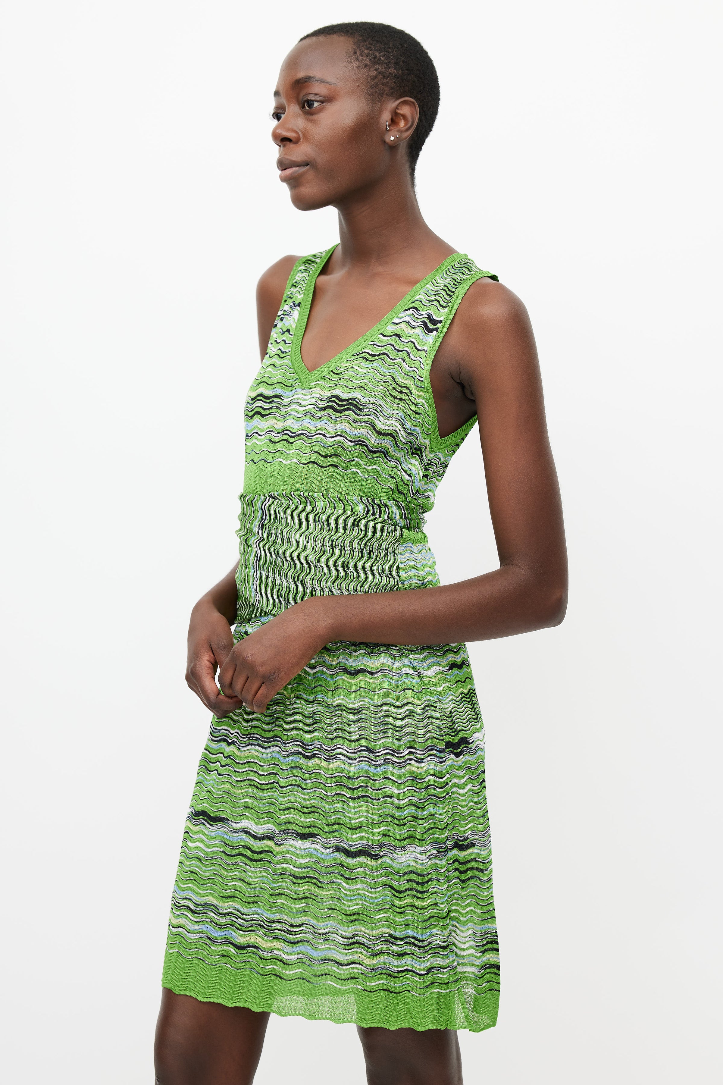 Missoni // Green & Multicolour Knit Tie Dress VSP Consignment Missoni // Green & Multicolour Knit Tie Dress VSP Consignment