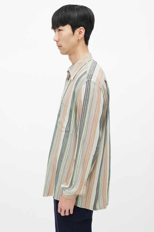 Missoni Green & Multicolour Stripe Woven Shirt