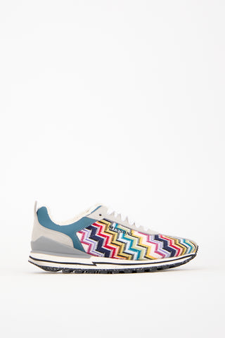 Missoni Grey Suede & Multi Knit Sneaker