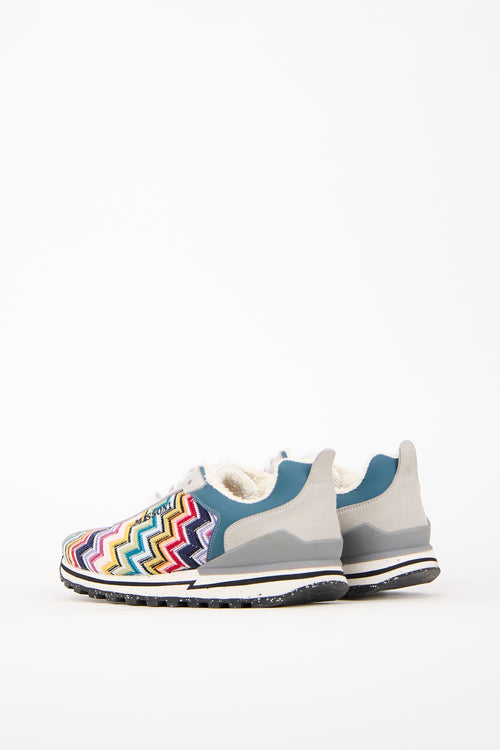 Missoni Grey Suede & Multi Knit Sneaker