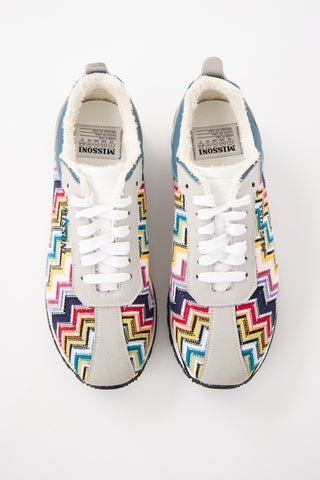 Missoni Grey Suede & Multi Knit Sneaker