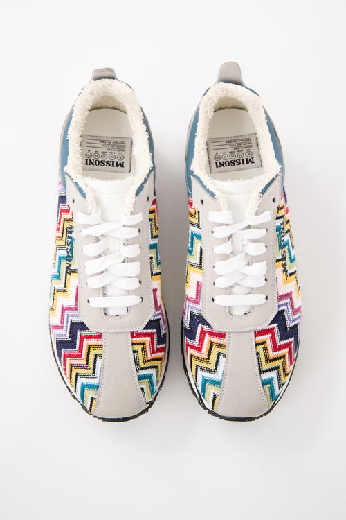 Missoni Grey Suede & Multi Knit Sneaker