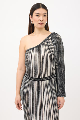 Missoni Knit Sequined One Shoulder Dress