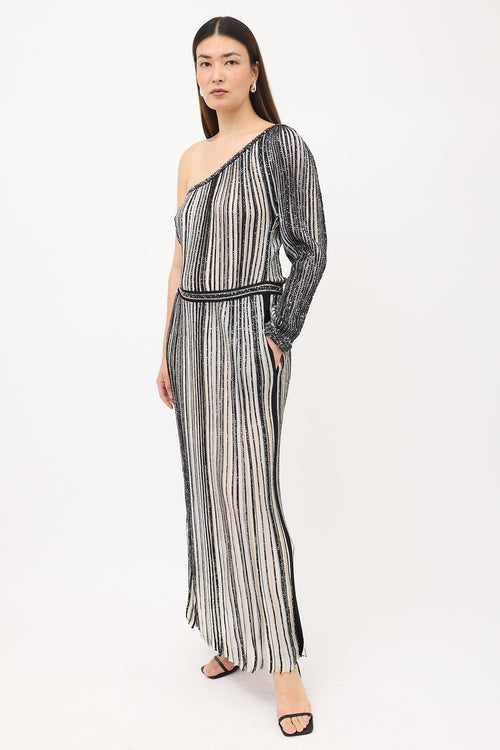 Missoni Knit Sequined One Shoulder Dress