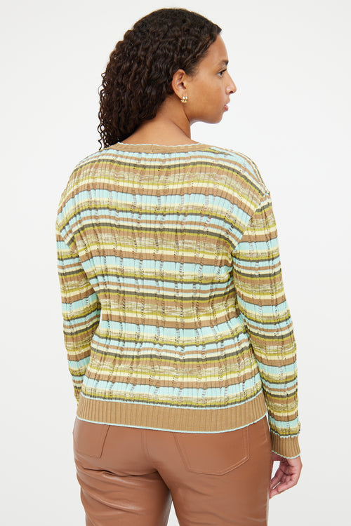 M Missoni Brown Blue Green Stripe Cardigan