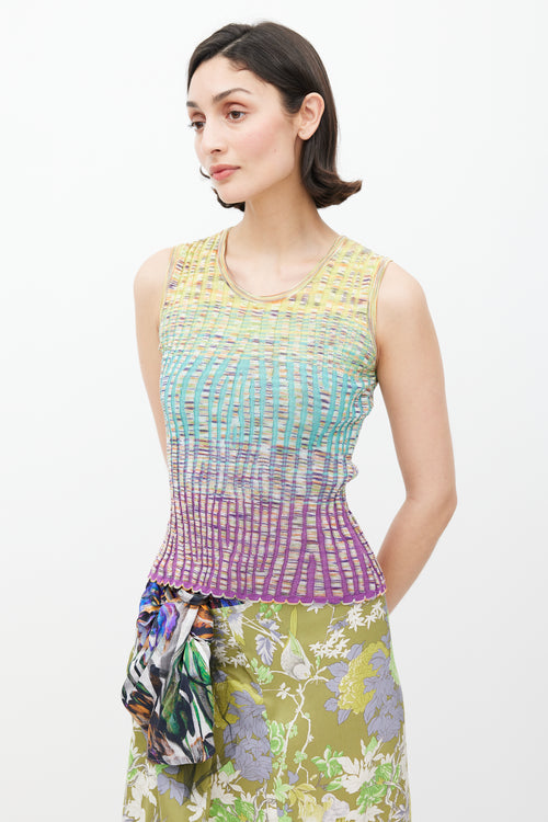 Missoni M Yellow & Multicolour Ribbed Tank Top
