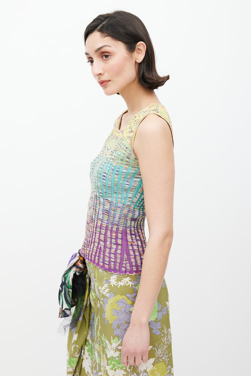 Missoni M Yellow & Multicolour Ribbed Tank Top