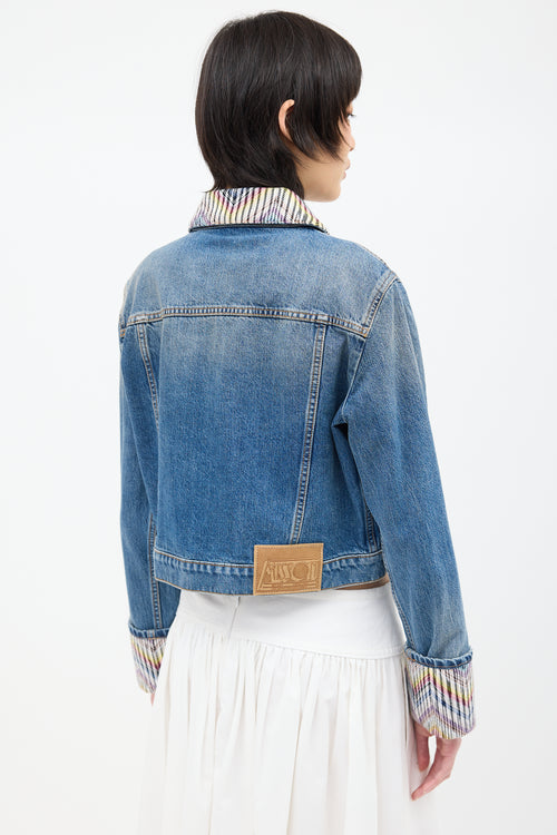 Missoni Medium Wash Denim & Multi Woven Jacket