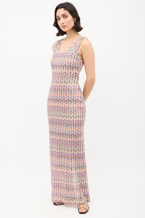 Missoni Multicolour Knit Chevron Sequin Dress