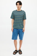 Missoni Navy & Multicolour Striped Woven T-Shirt