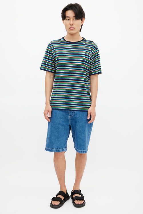 Missoni Navy & Multicolour Striped Woven T-Shirt