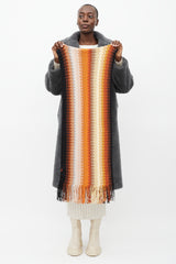 Missoni Orange & Multi Wool Chevron Knit Scarf