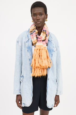 Mohair Knit Striped Scarf