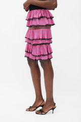Missoni Pink & Black Knit Ruffle Tiered Skirt