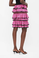 Missoni Pink & Black Knit Ruffle Tiered Skirt