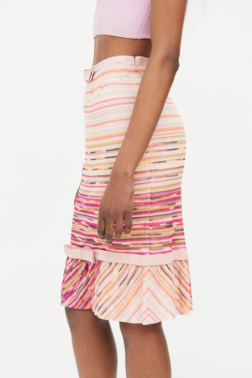 Missoni Pink Multi Colour Knit Bow Detail Skirt