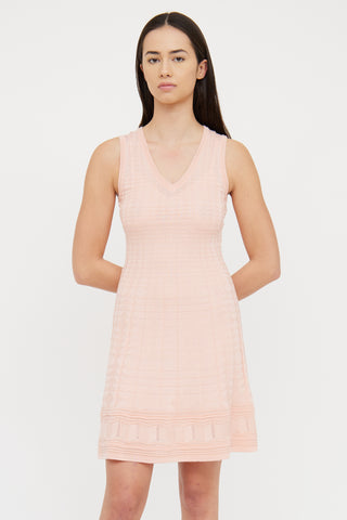Missoni Pink Knit V Neck Sleevless Dress