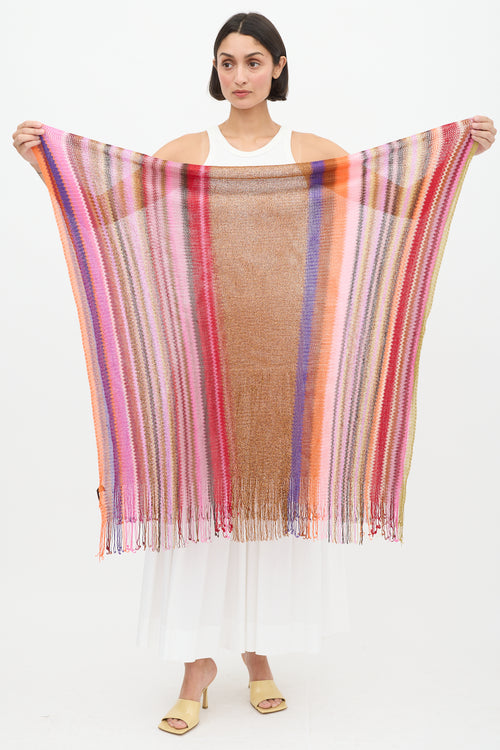 Missoni Pink & Multicolour Metallic Striped Scarf