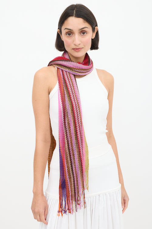 Missoni Pink & Multicolour Metallic Striped Scarf