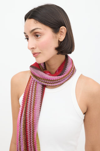 Missoni Pink & Multicolour Metallic Striped Scarf