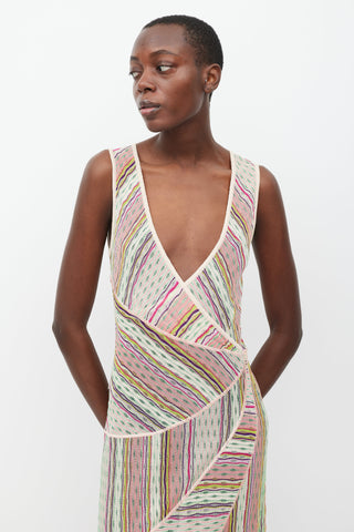 Missoni Pink & Multicolour Striped Knit Dress