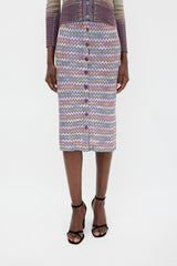 Missoni Pink & Multicolour Zigzag Midi Skirt
