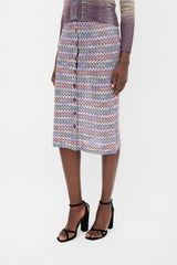 Missoni Pink & Multicolour Zigzag Midi Skirt