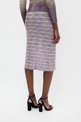 Missoni Pink & Multicolour Zigzag Midi Skirt