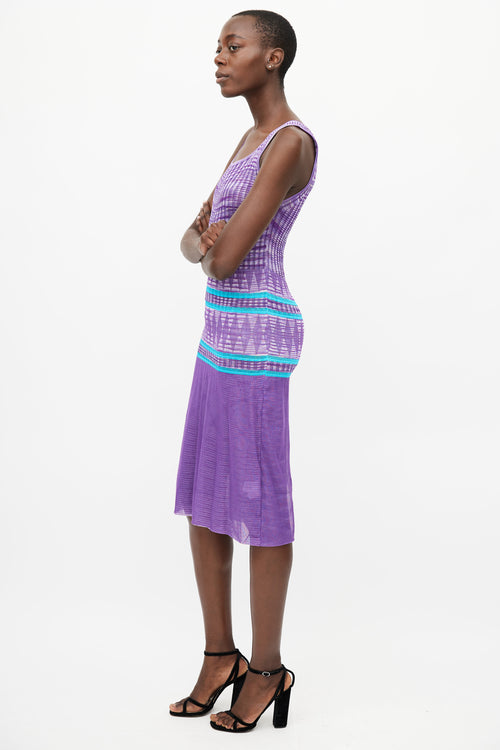 Missoni Purple & Blue Knit Midi Dress