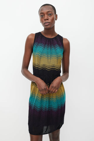 Missoni Purple & Multicolour Striped Knit Dress