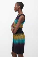 Missoni Purple & Multicolour Striped Knit Dress