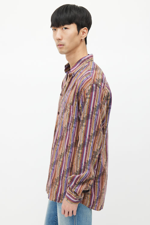 Missoni Purple & Multicolour Striped Woven Shirt