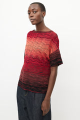 Missoni Red Gradient Mesh Knit Top