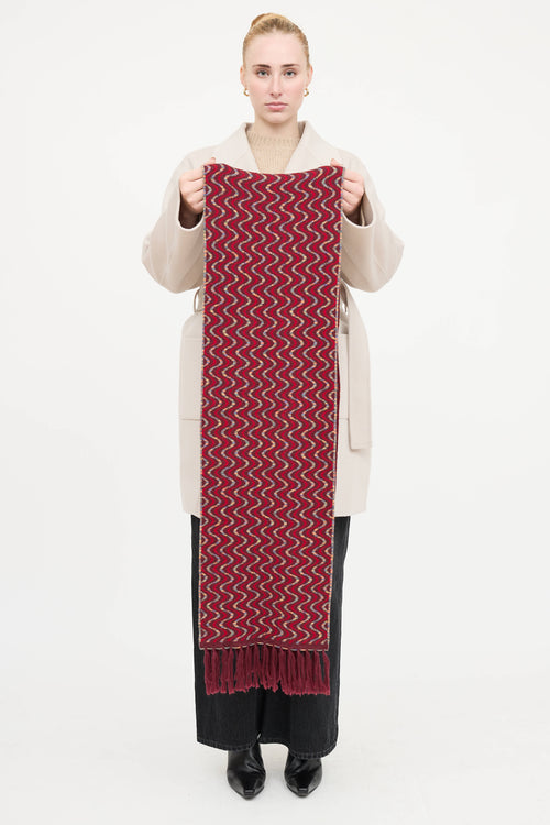 Missoni Geometric Knit Fringe Scarf