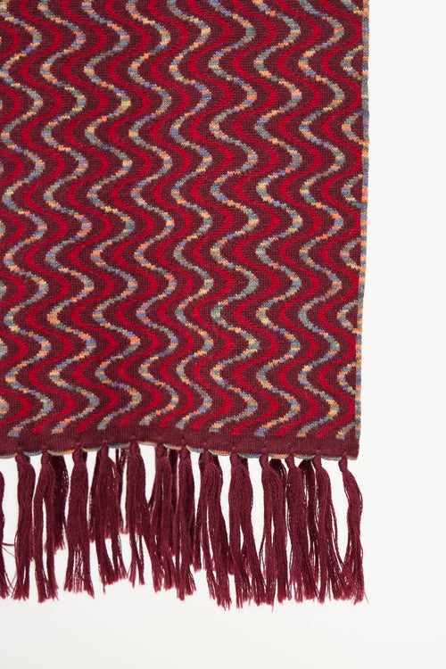 Missoni Geometric Knit Fringe Scarf