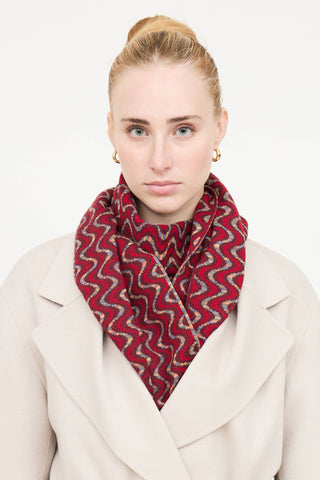 Missoni Geometric Knit Fringe Scarf