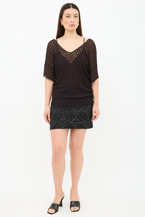 Missoni Sparkly Knit Mesh Overlay Dress