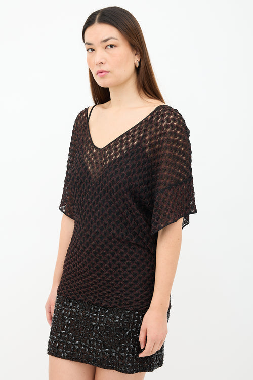 Missoni Sparkly Knit Mesh Overlay Dress