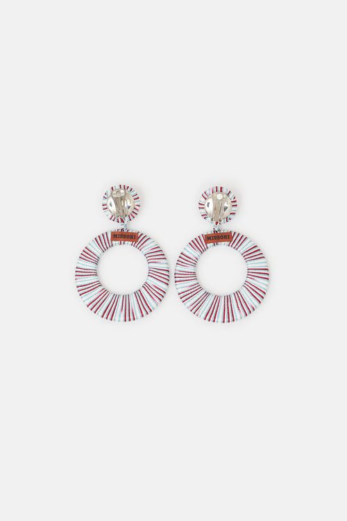 Missoni Thread Wrapped Clip On Hoop Earrings