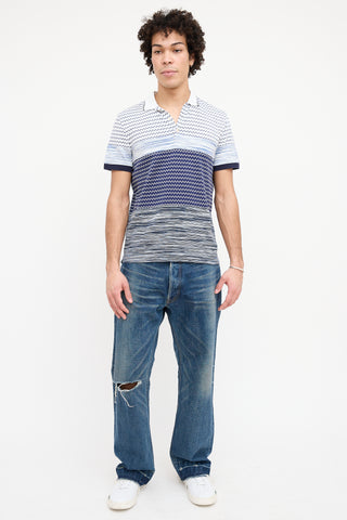 Missoni White & Blue Chevron Polo