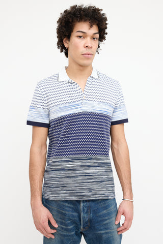Missoni White & Blue Chevron Polo