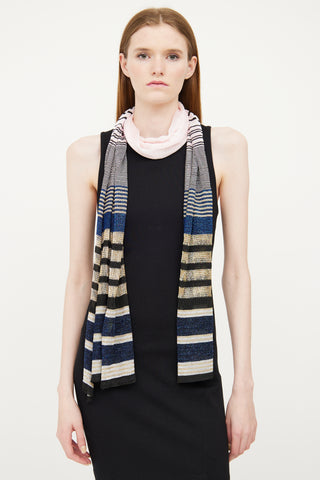 Missoni Pink, Black & Gold Stripe Scarf
