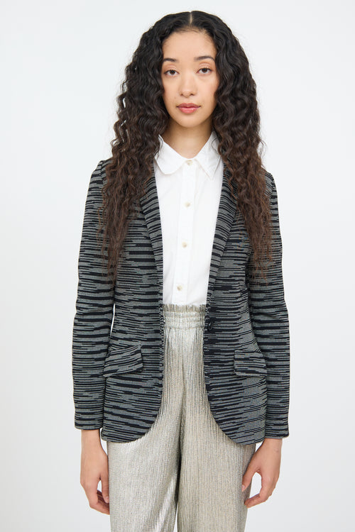 M Missoni Black & White Print One Button Jacket