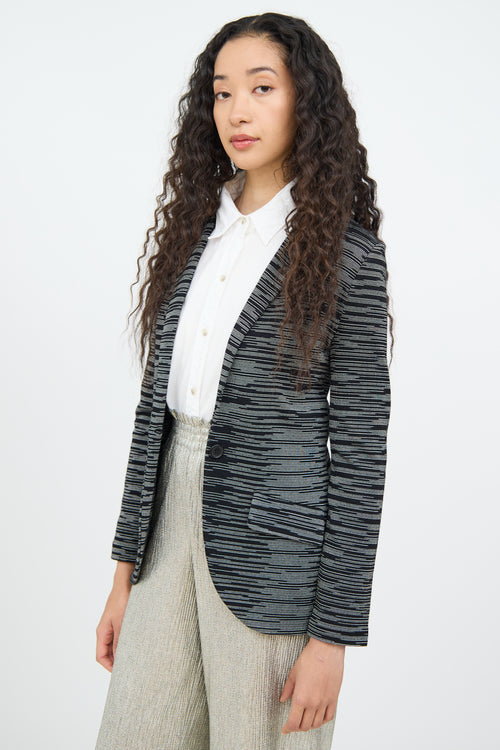 M Missoni Black & White Print One Button Jacket