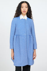 M Missoni Blue & White Knit Pleat Empire Coat