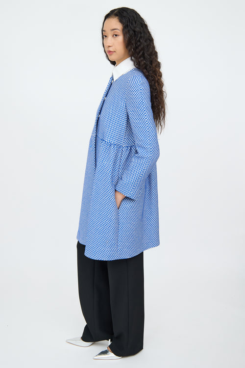 M Missoni Blue & White Knit Pleat Empire Coat