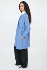 M Missoni Blue & White Knit Pleat Empire Coat