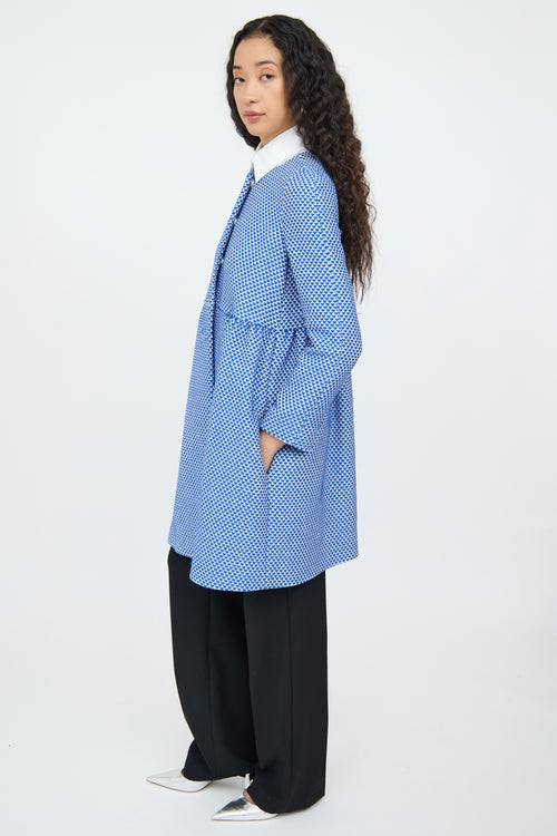 M Missoni Blue & White Knit Pleat Empire Coat