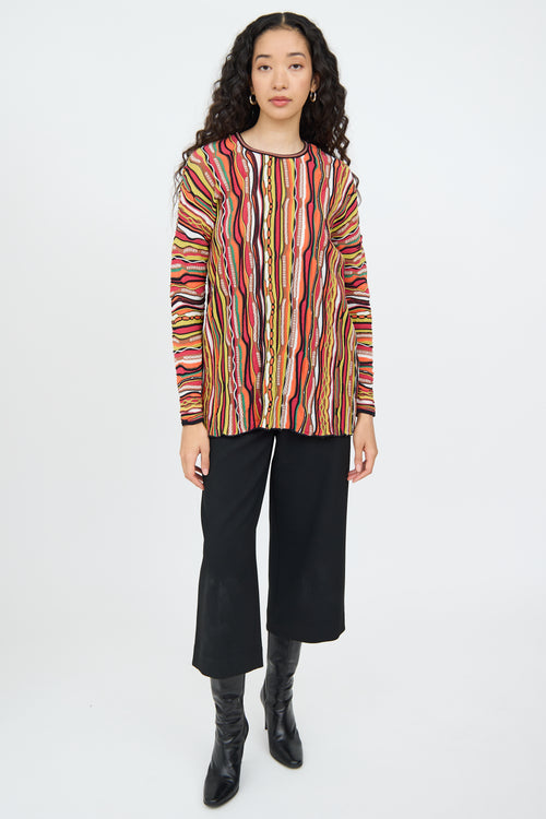 M Missoni Orange Multi Colour Stripe Knit Top