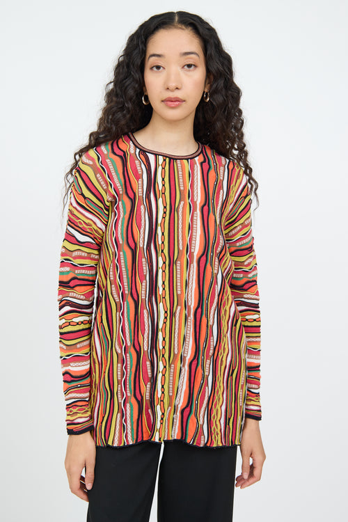 M Missoni Orange Multi Colour Stripe Knit Top